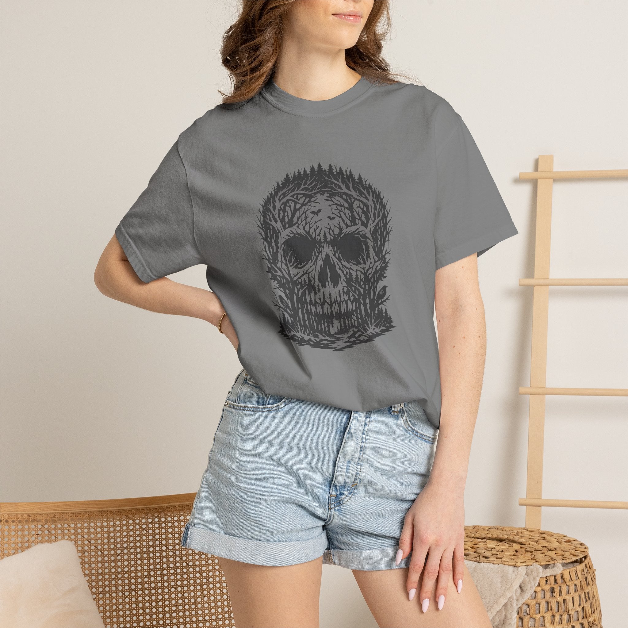 Skull Forest T-Shirt — Grunge Skull Graphic Tee
