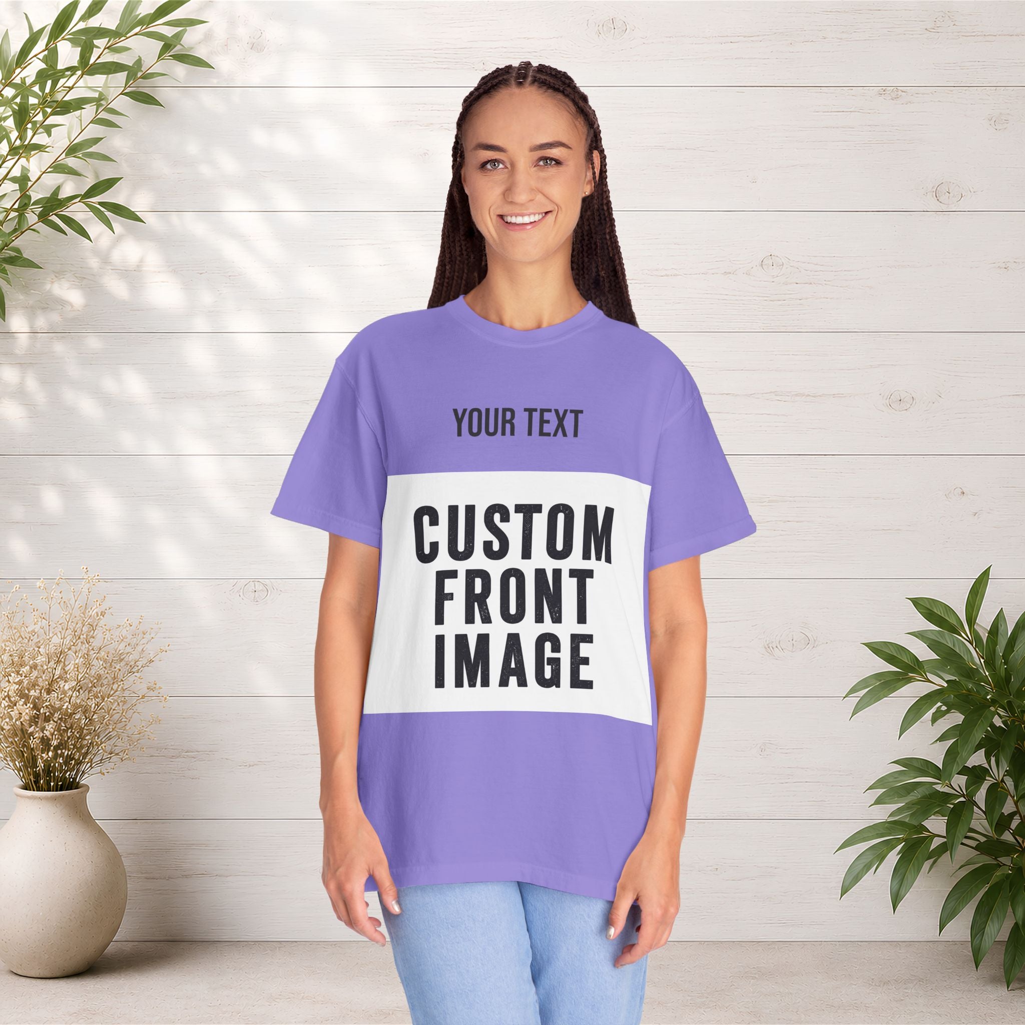 Custom Front Landscape Print T-Shirt — Personalized Text & Image Tee