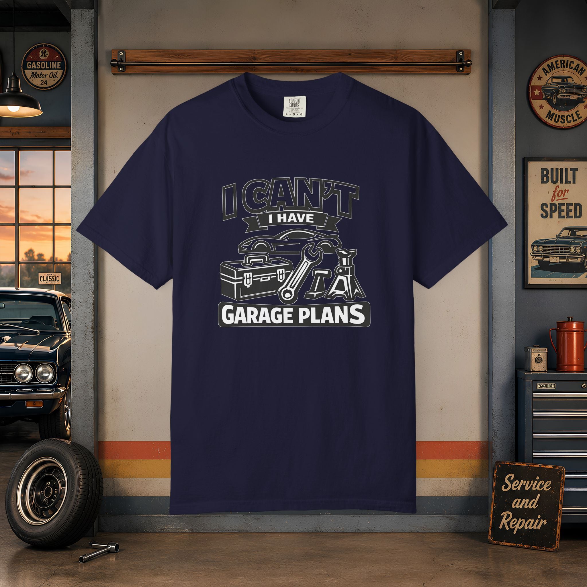 Garage Plans T-Shirt — "I Can't I Have Garage Plans" Mechanics Gift Tee