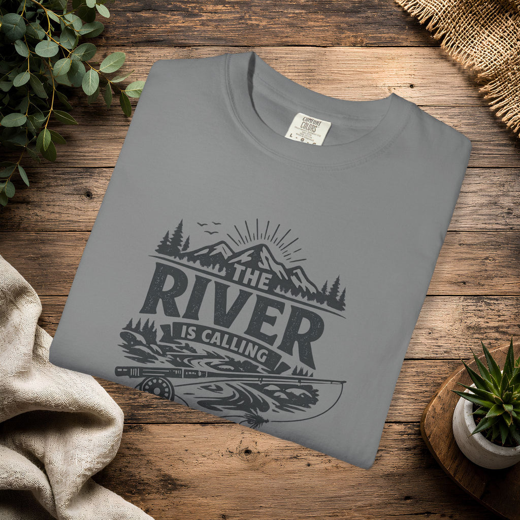 The River Is Calling T-Shirt — Rustic Fishing & Kayak Outdoor Tee