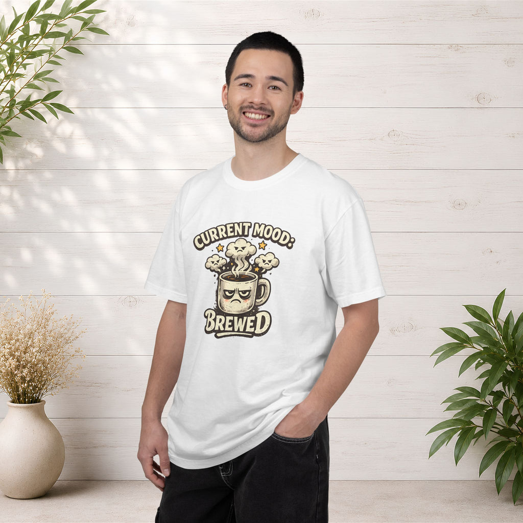 Coffee T-Shirt — "Current Mood: Brewed" Graphic Tee