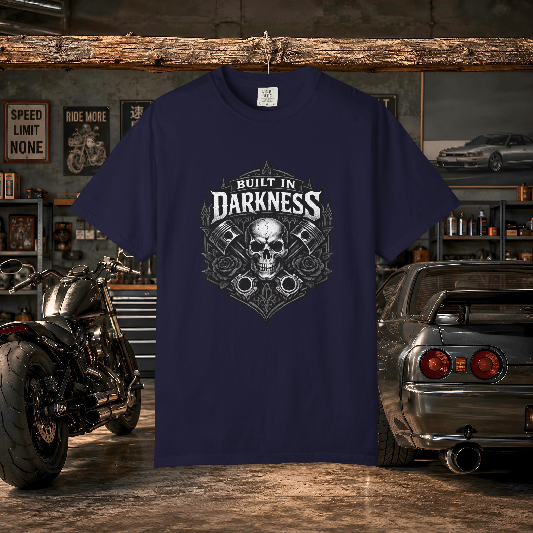 Built in Darkness Skull & Pistons T-Shirt