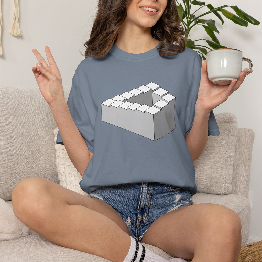 Optical Illusion Staircase Tee — Impossible Step Graphic T-Shirt