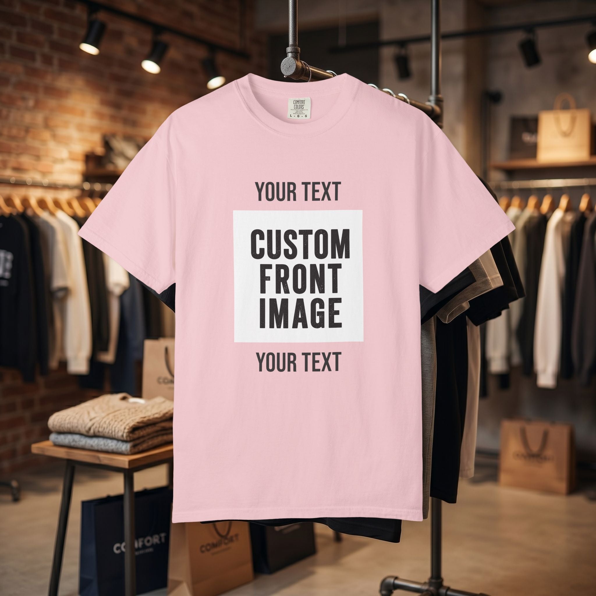 Custom Front Square Print T-Shirt — Personalized Text & Image Tee