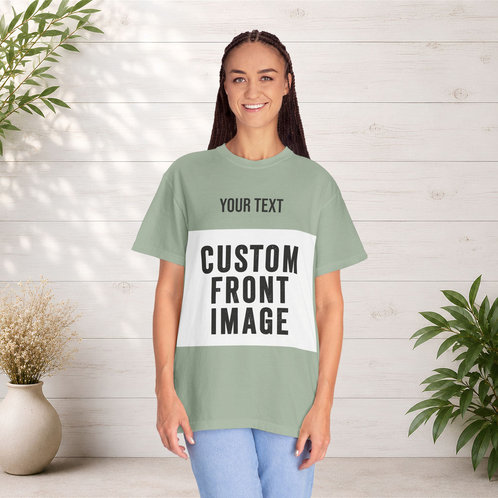 Custom Front Landscape Print T-Shirt — Personalized Text & Image Tee