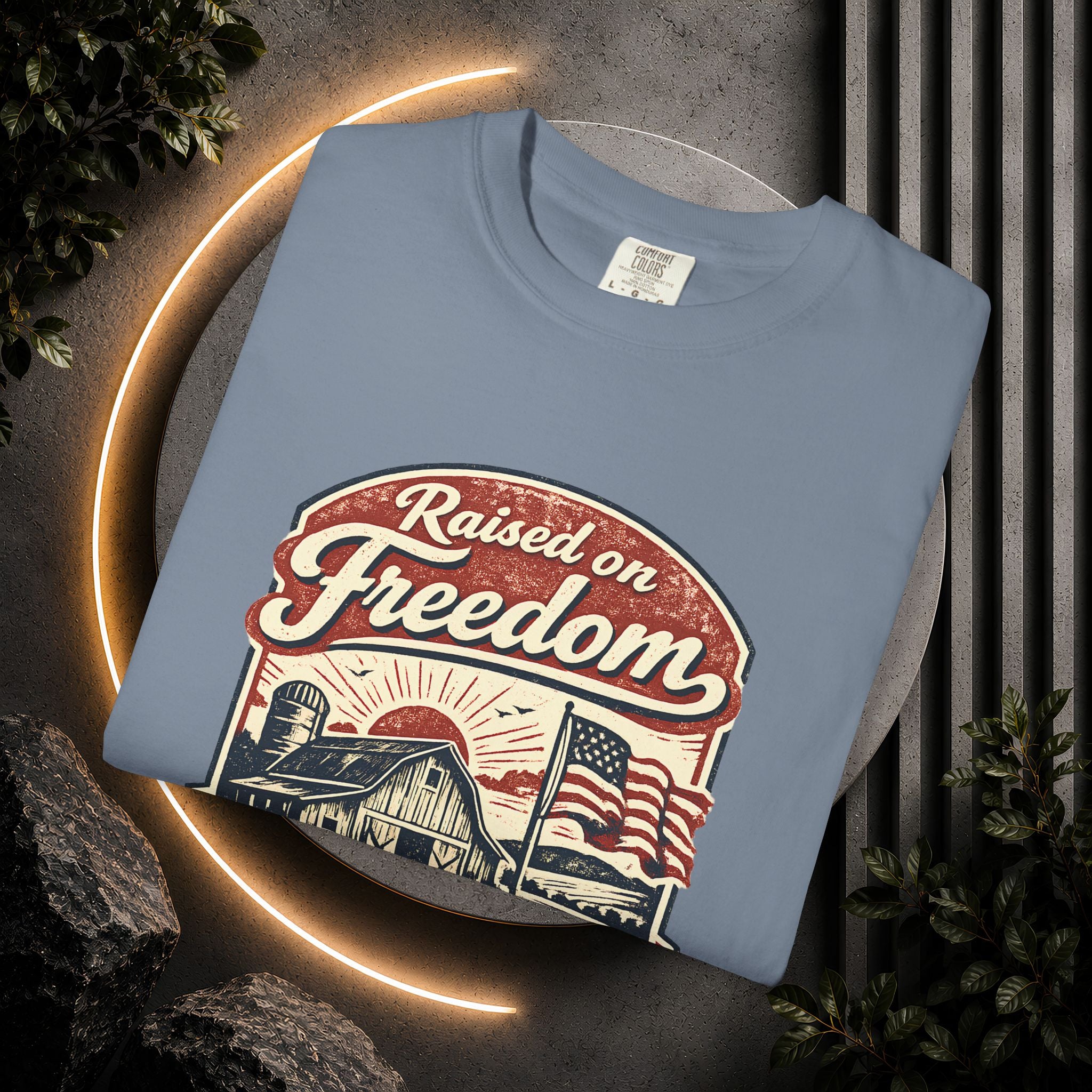 Raised on Freedom T-Shirt — Vintage American Flag Graphic Tee