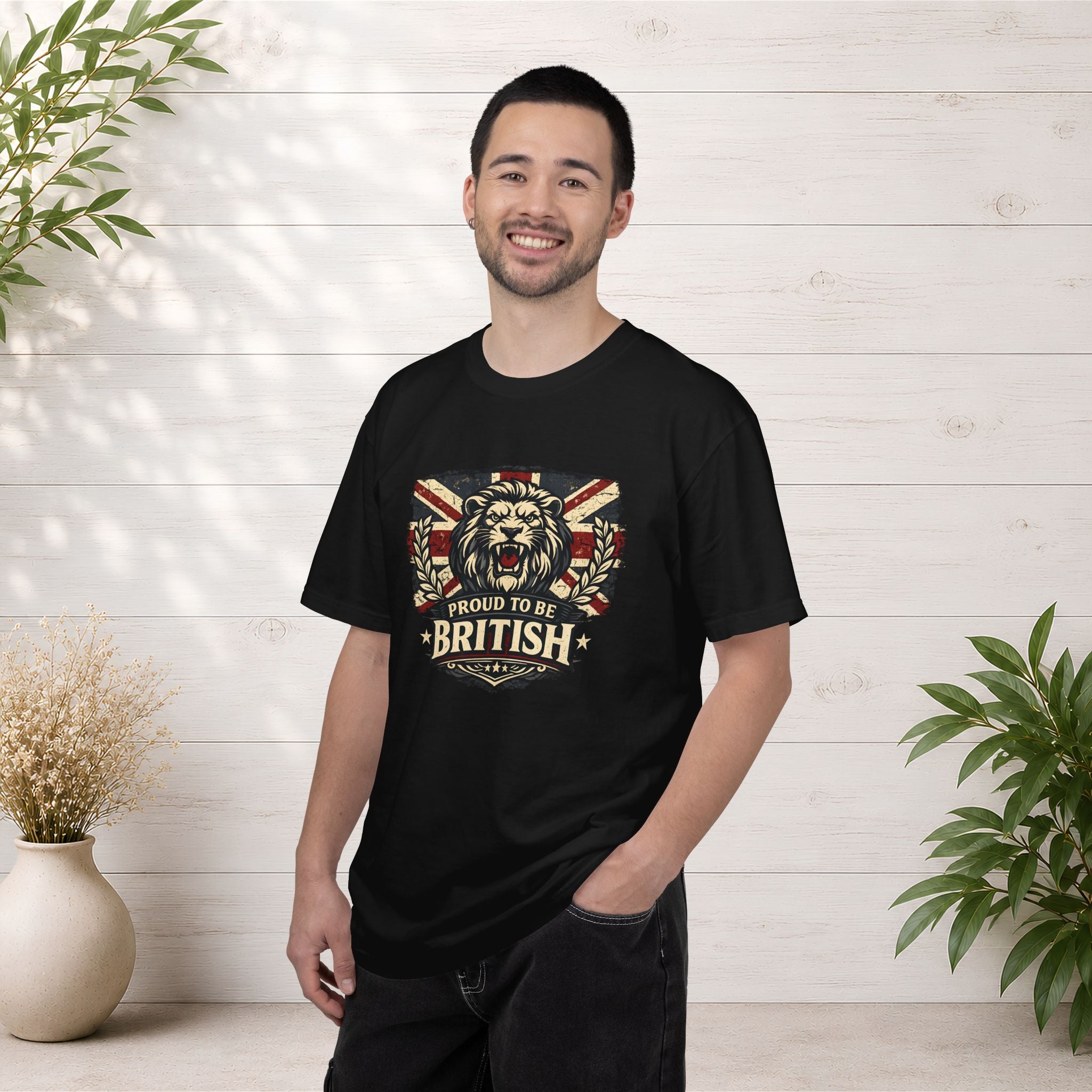 British Lion T-Shirt — "Proud to Be British" Union Jack Graphic Tee