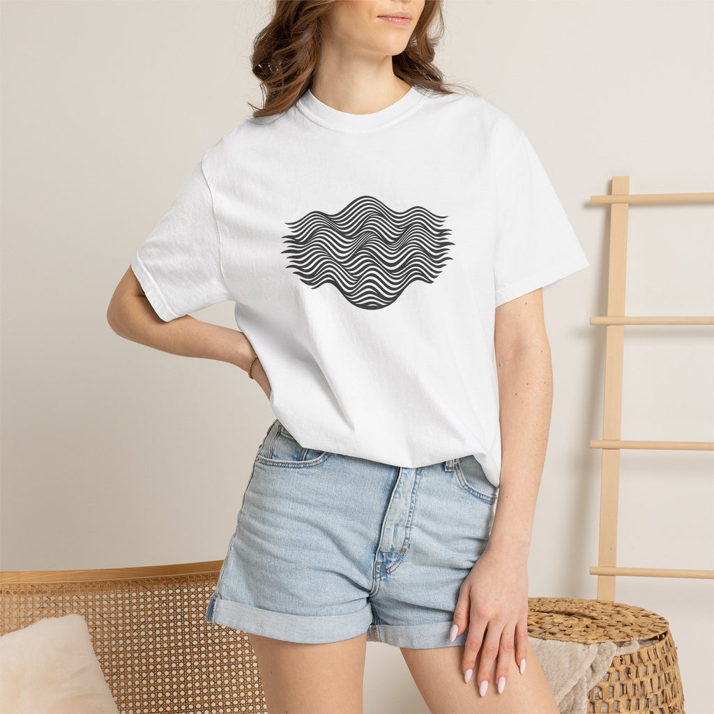 Minimal Wave Graphic T-Shirt — Abstract Line Art Tee