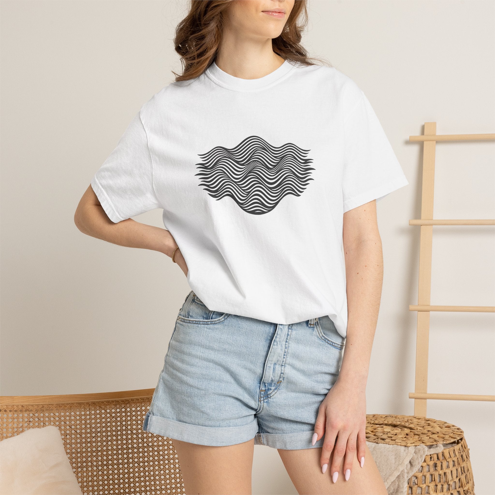 Minimal Wave Graphic T-Shirt — Abstract Line Art Tee