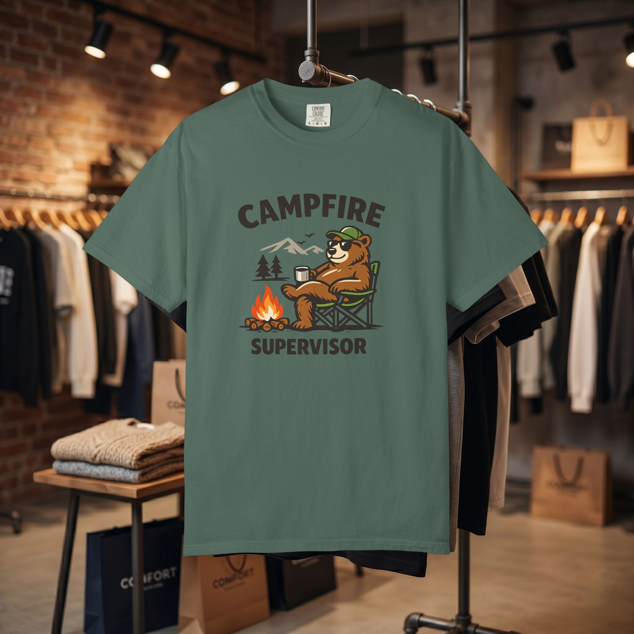 Campfire Supervisor T-Shirt — Funny Bear Camping Tee