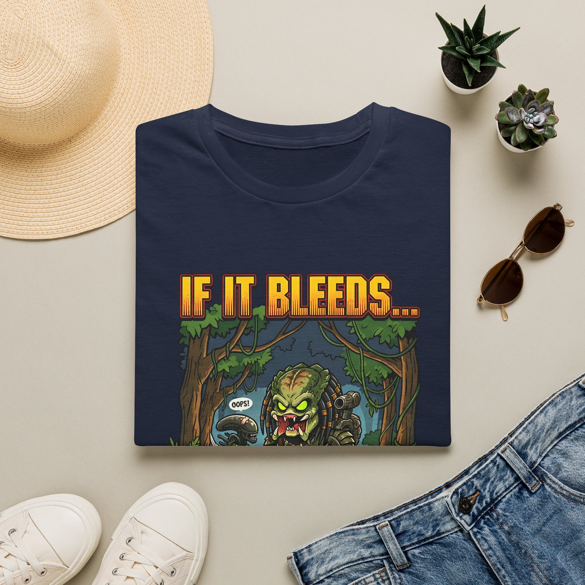 Predator "If It Bleeds" Forest Design T-Shirt | Horror Movie Character