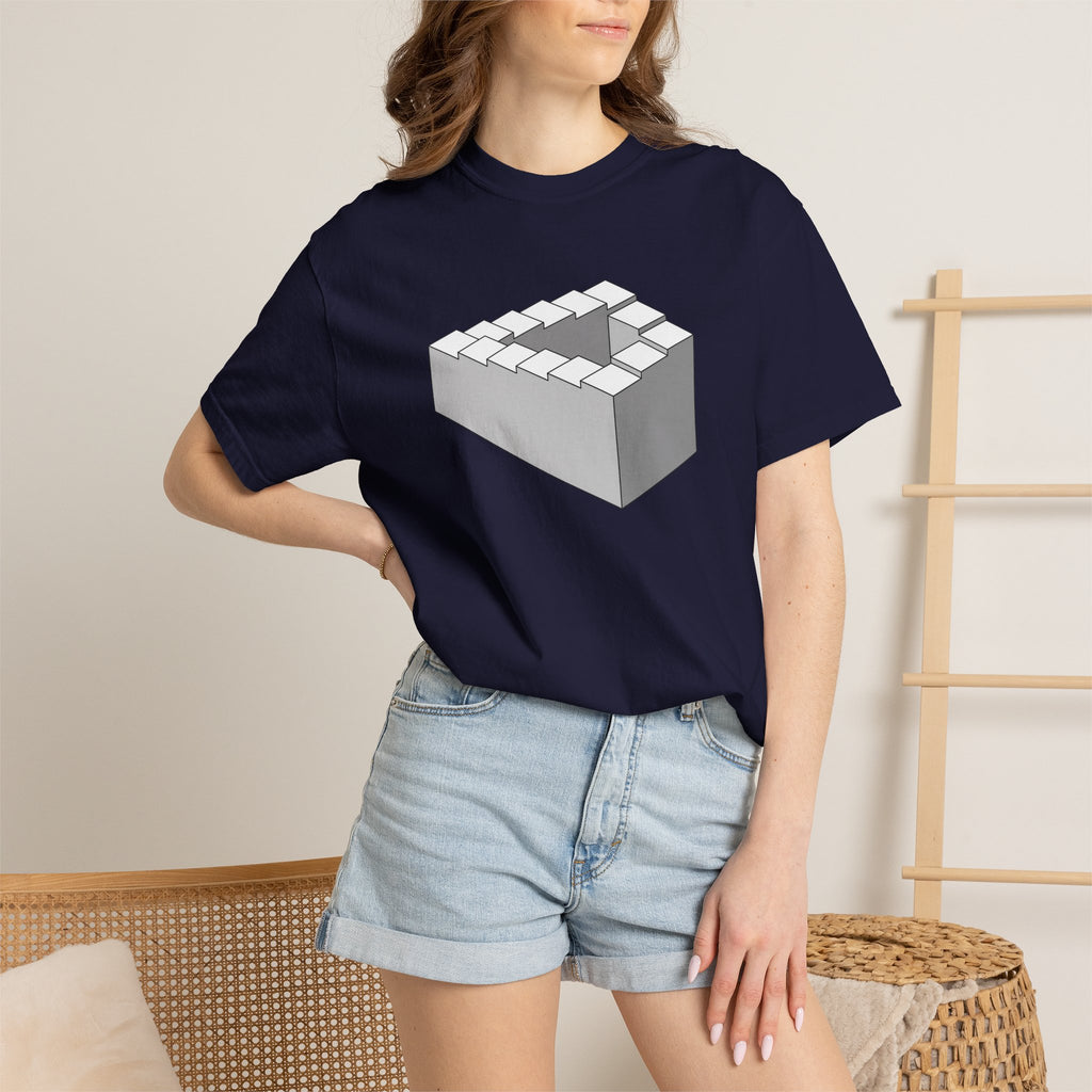 Optical Illusion Staircase Tee — Impossible Step Graphic T-Shirt