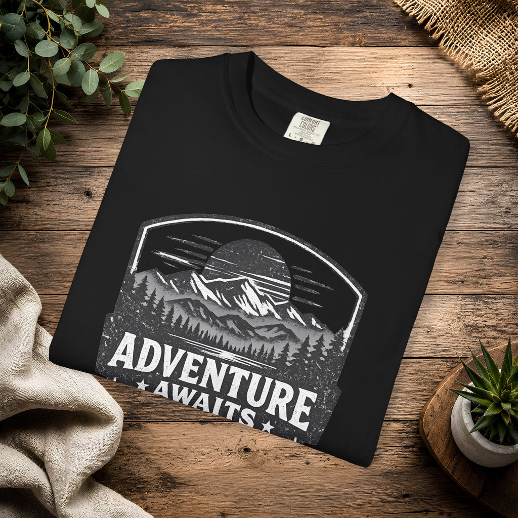 Adventure Awaits T-Shirt — Mountain Hiking Outdoors Tee
