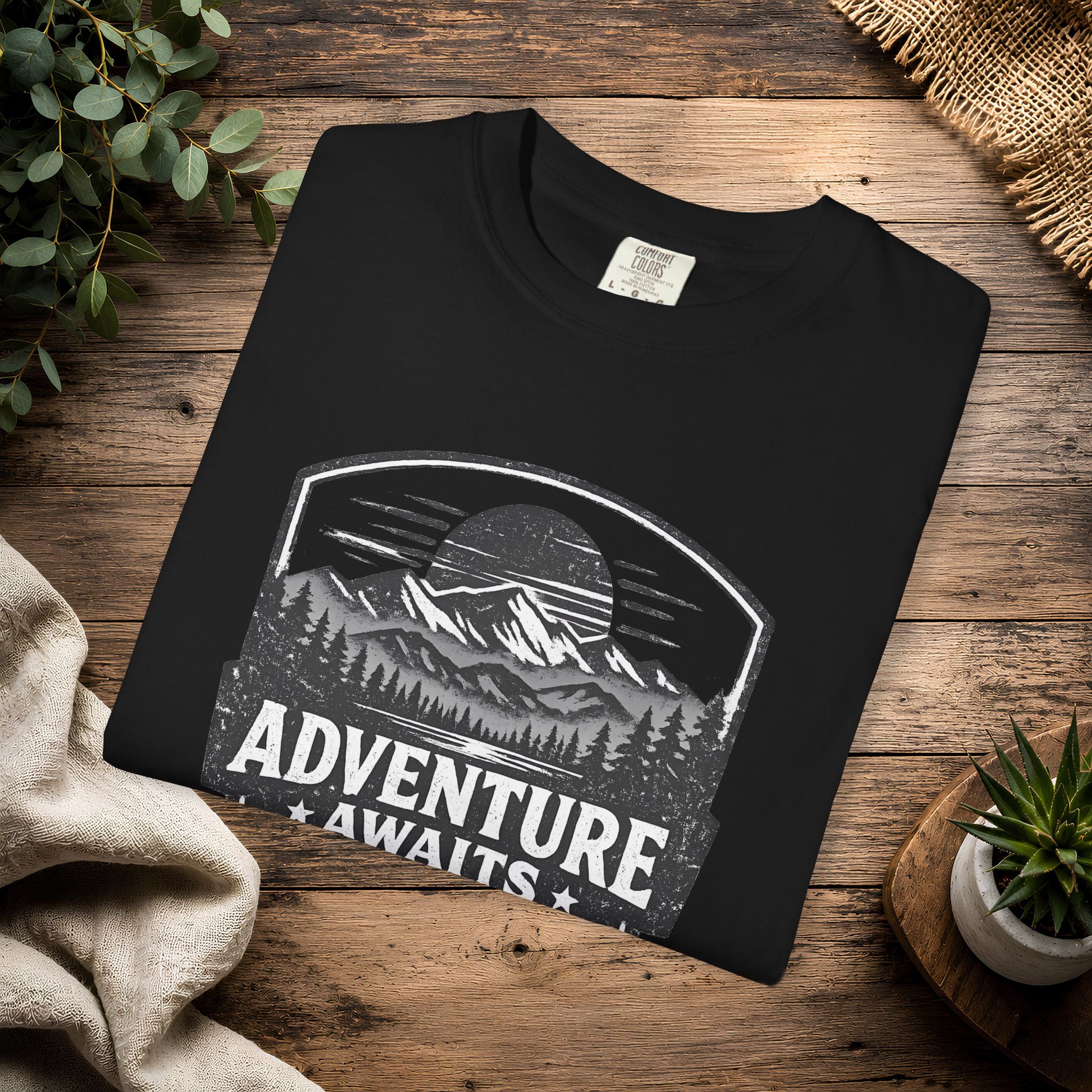 Adventure Awaits T-Shirt — Mountain Hiking Outdoors Tee