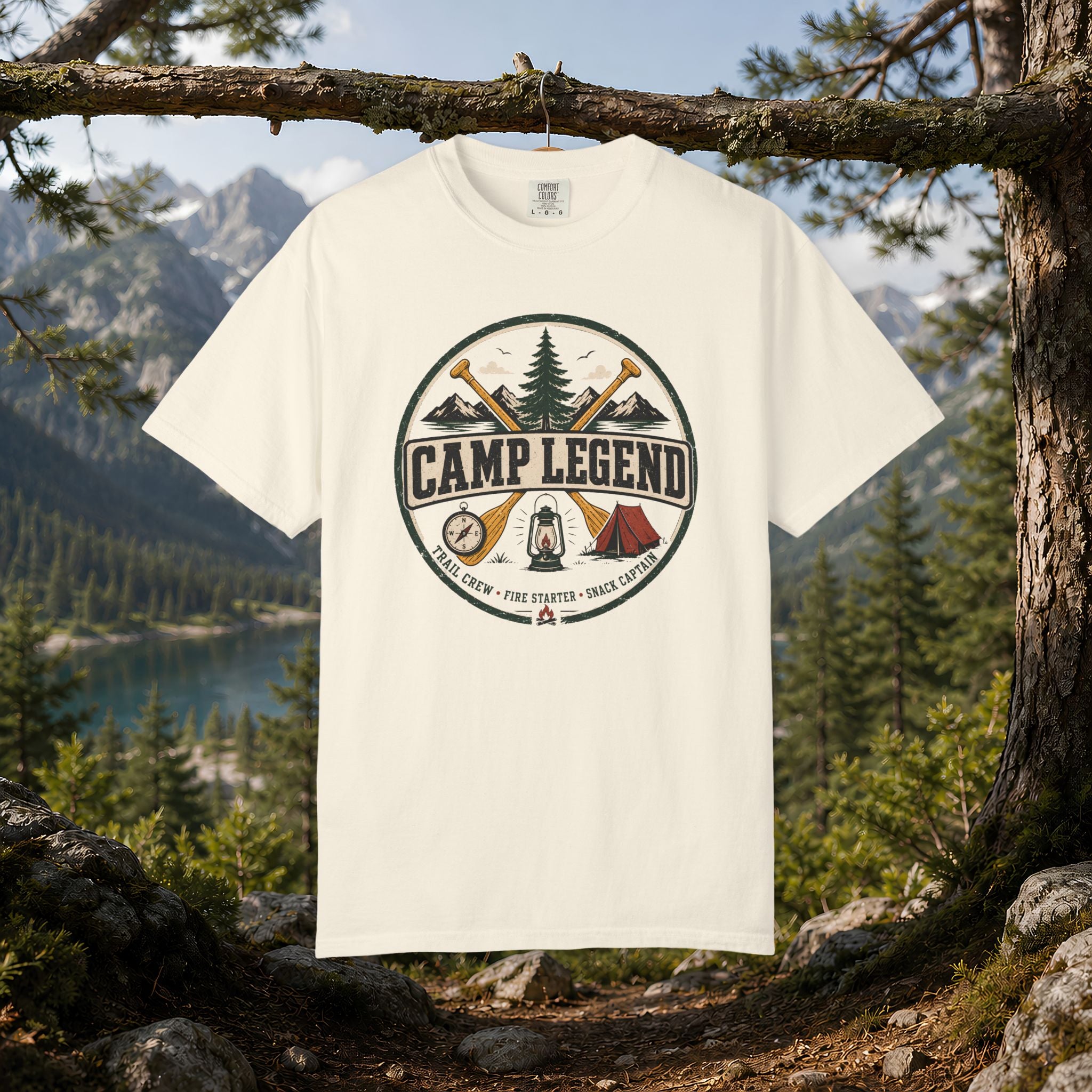 Camp Legend T-Shirt — Vintage Camping Badge Tee