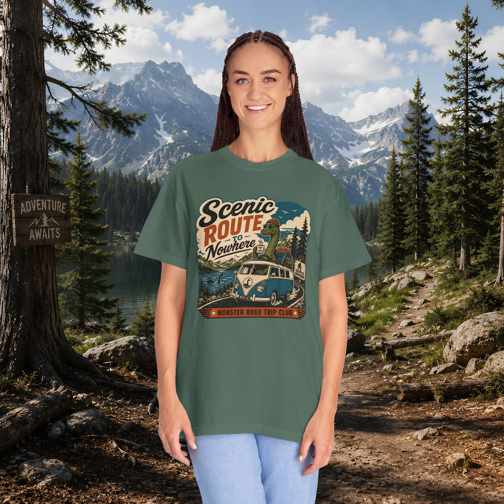 Scenic Route Vintage Camper Nessy T-Shirt — Road Trip Adventure Tee