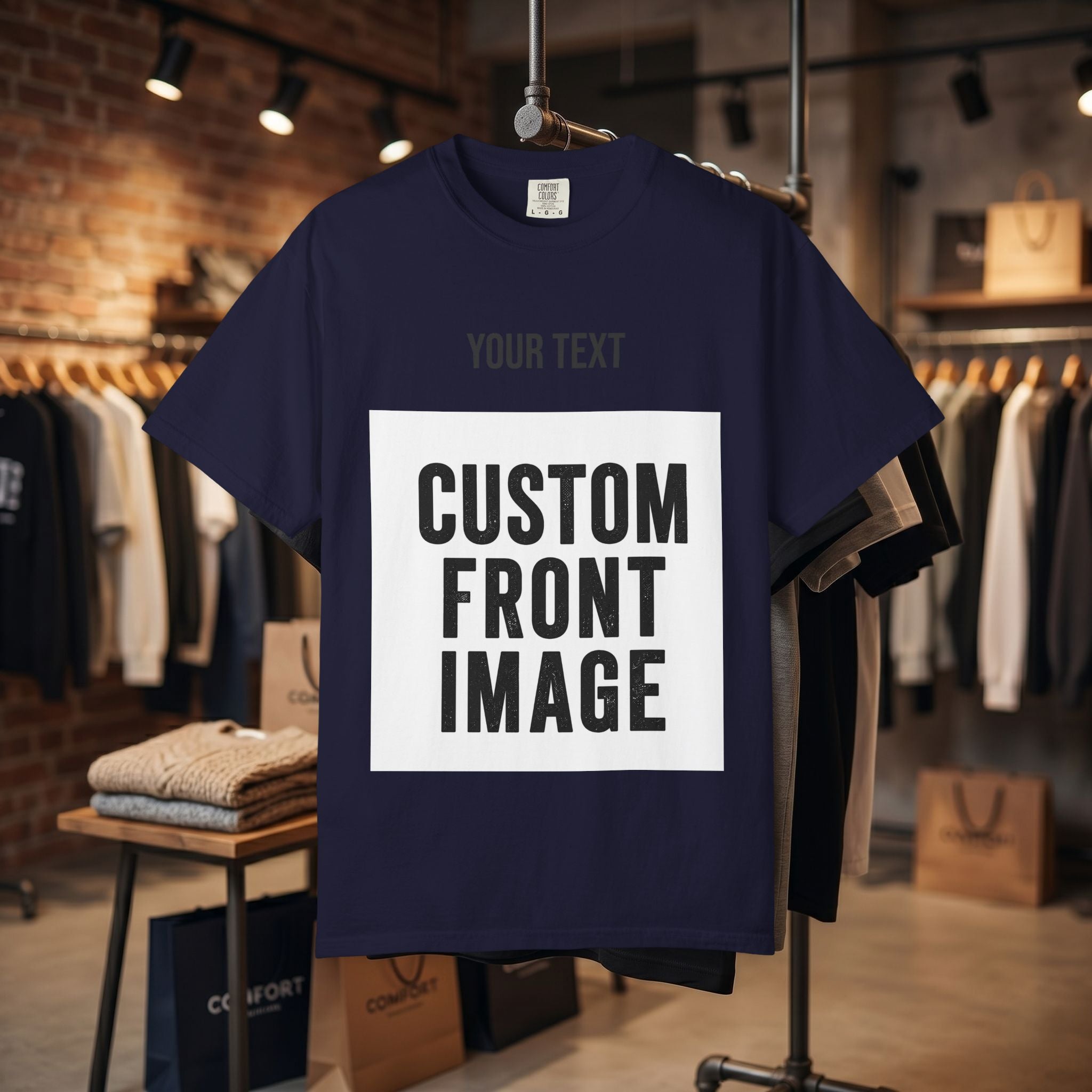 Custom Front Square Print T-Shirt — Personalized Text & Image Tee