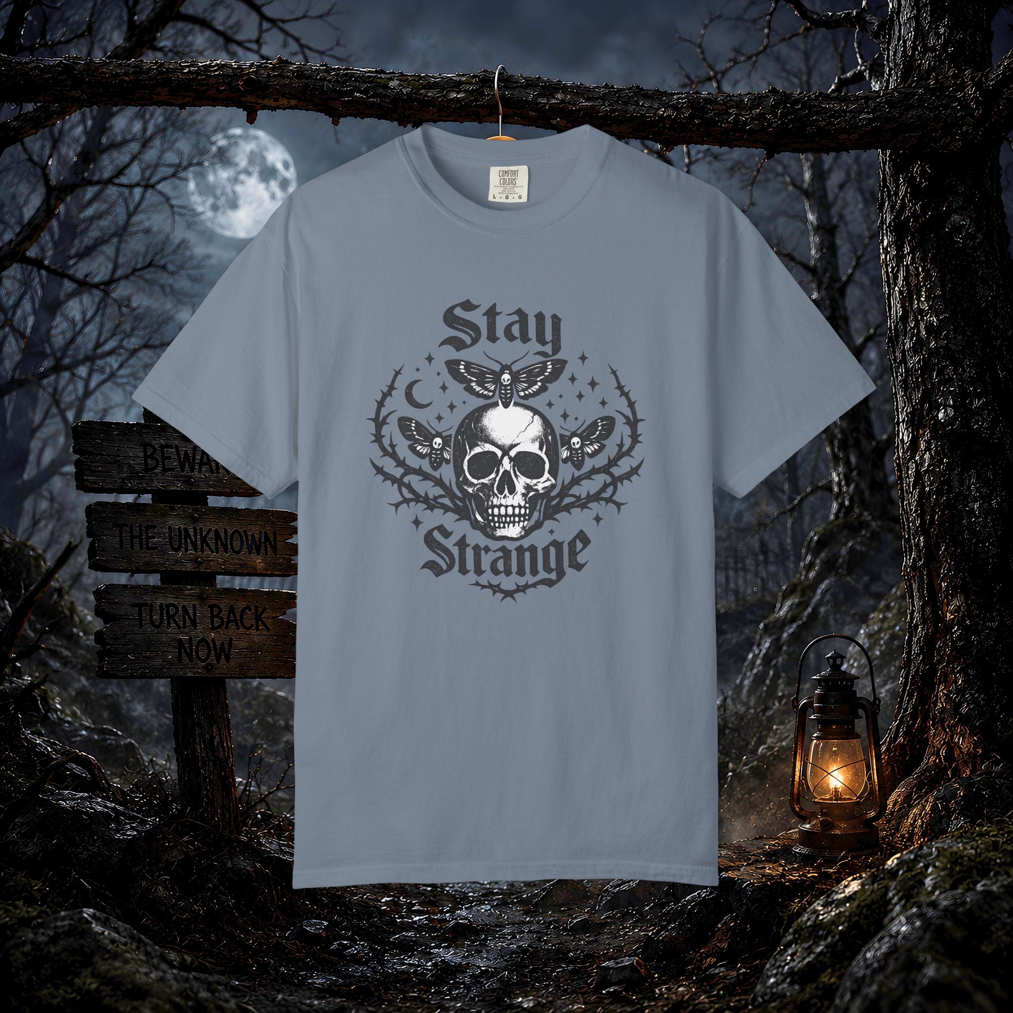 Stay Strange Skull T-Shirt — Gothic Skull Graphic Tee