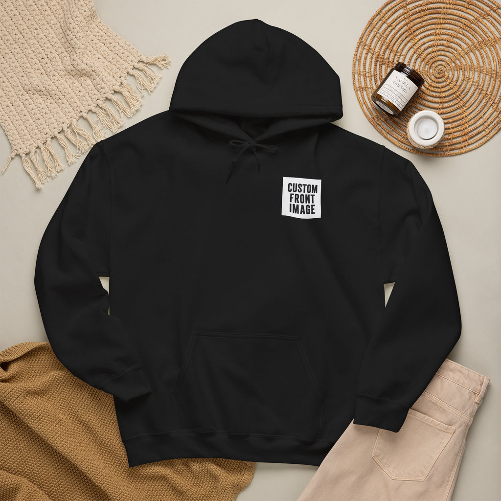 Custom Front Small Left Image Hoodie — Personalized White Pullover Hooded Sweatshirt