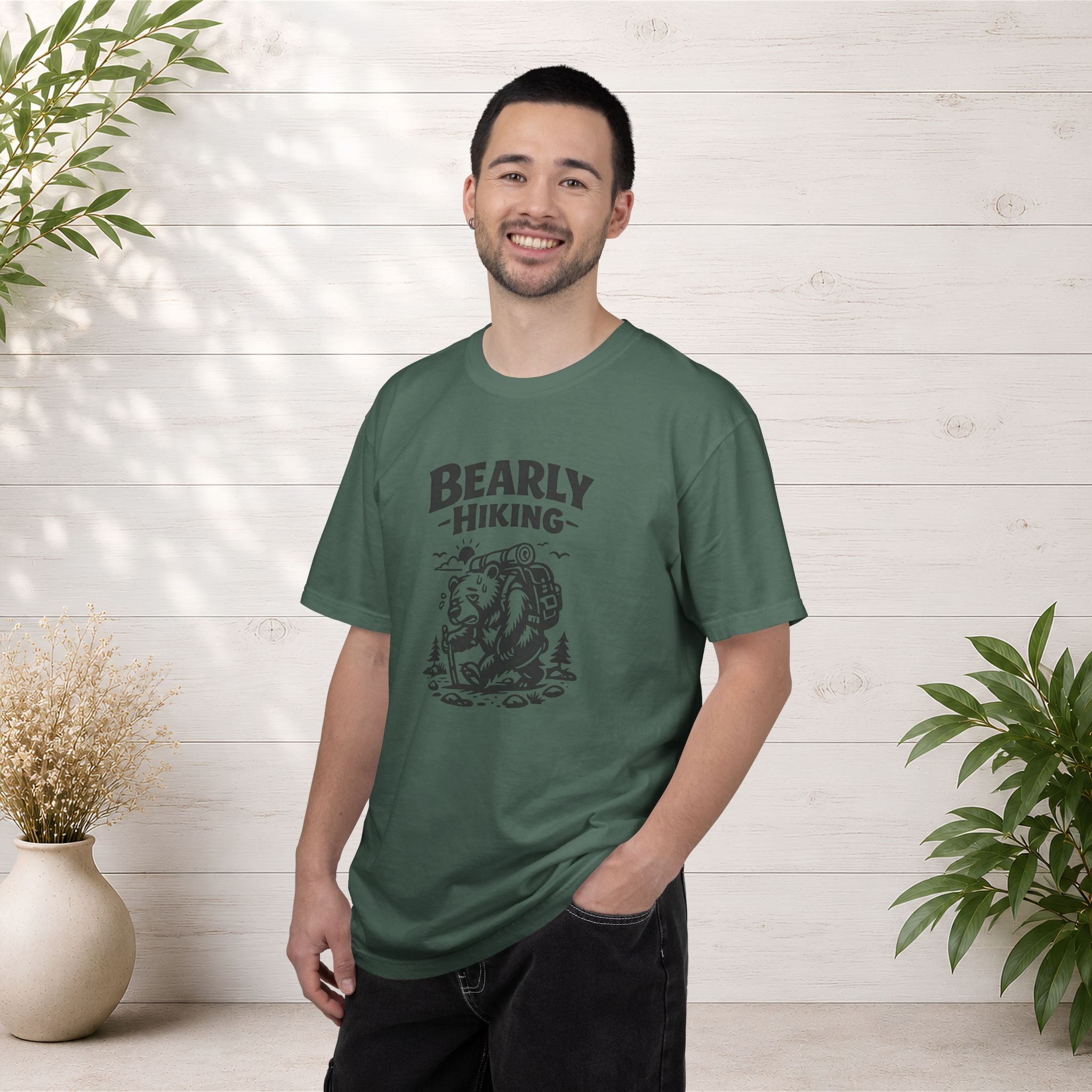 Bearly Hiking T-Shirt — Funny Bear Backpacking Graphic Tee for Hikers & Outdoor Lovers