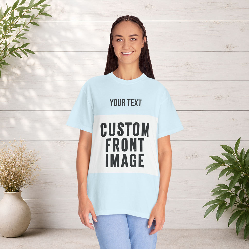 Custom Front Landscape Print T-Shirt — Personalized Text & Image Tee