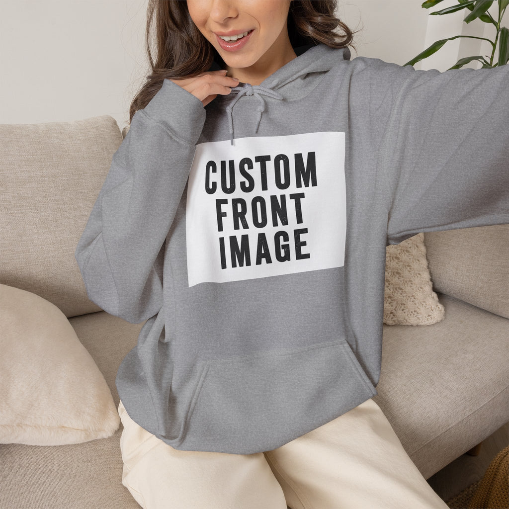 Custom Front Image Hoodie — Personalized White Pullover Hooded Sweatshirt