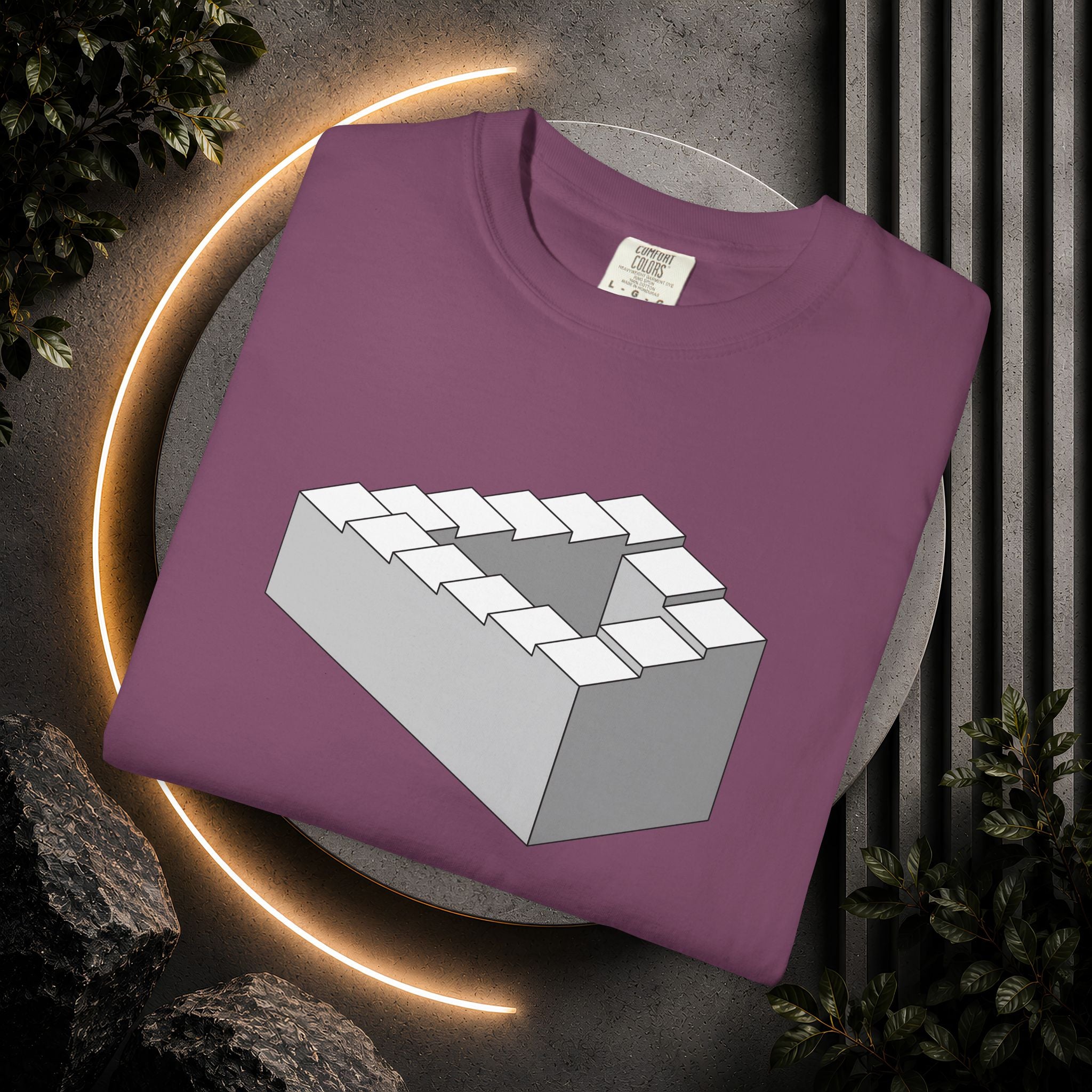 Optical Illusion Staircase Tee — Impossible Step Graphic T-Shirt