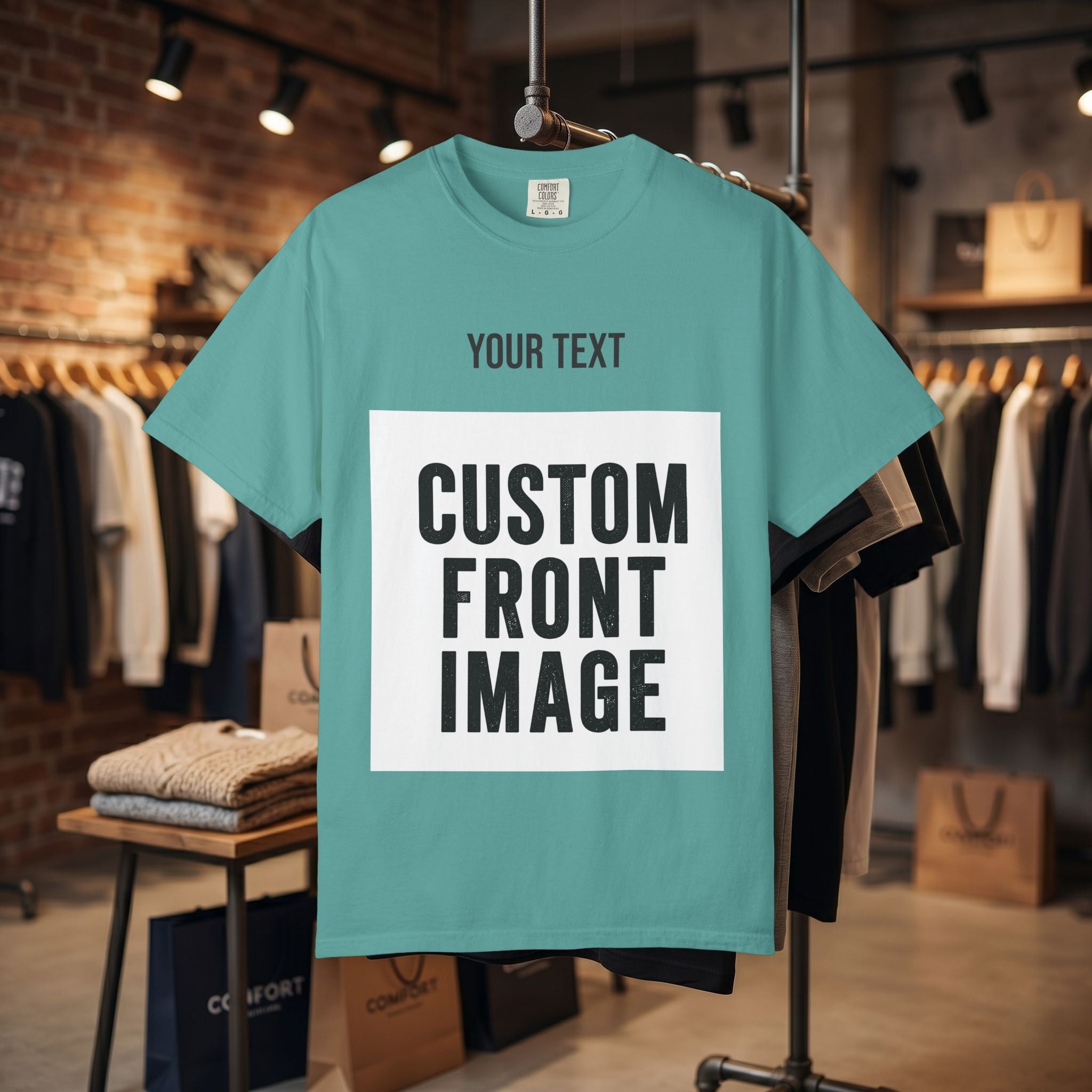 Custom Front Square Print T-Shirt — Personalized Text & Image Tee