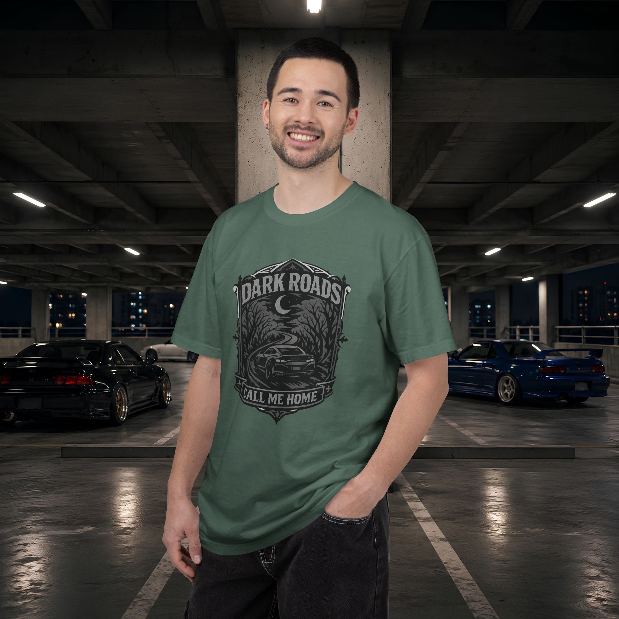 Dark Roads Call Me Home T-Shirt — Vintage Night Drive Graphic Tee