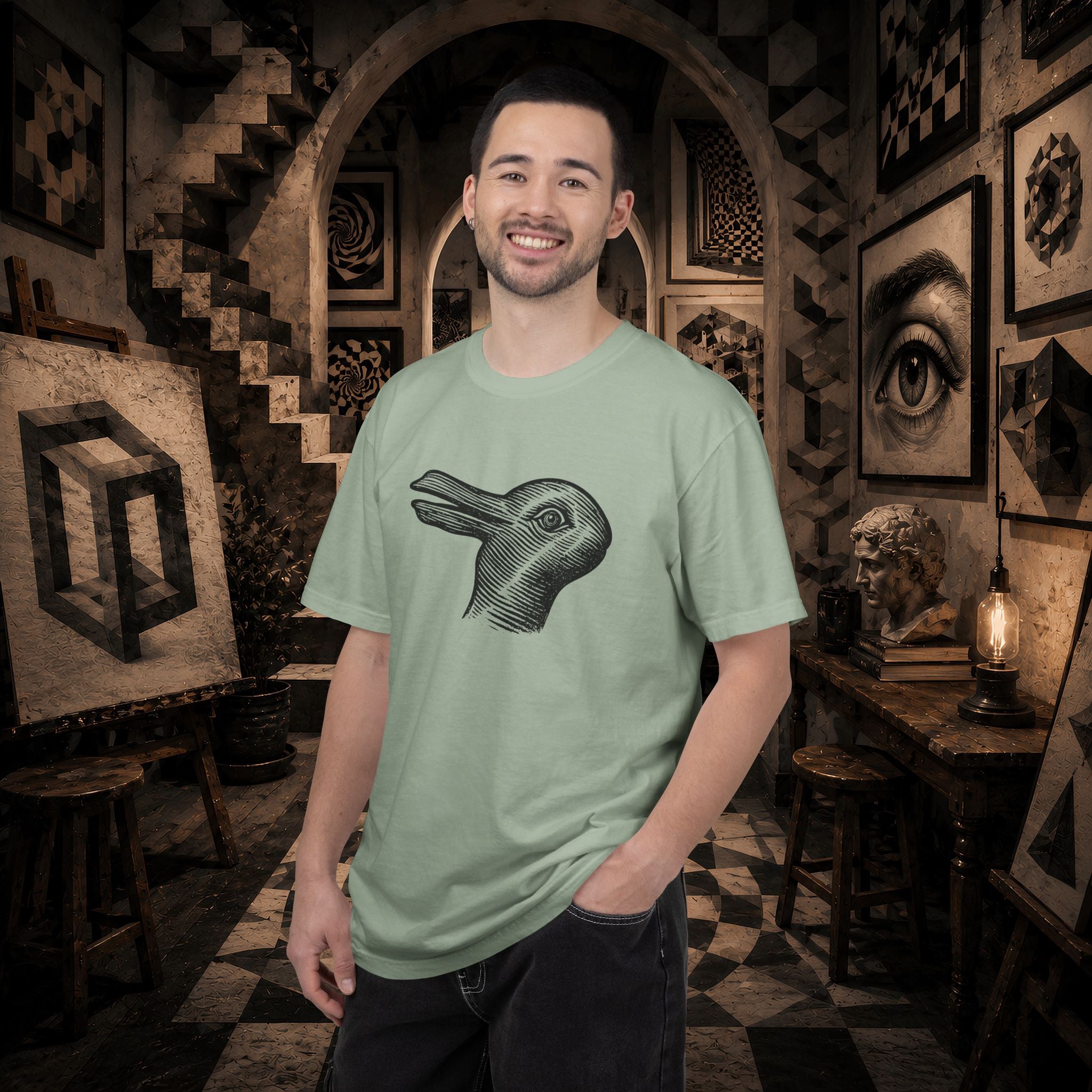 Vintage Optical Illusion Rabbit-Duck T-Shirt