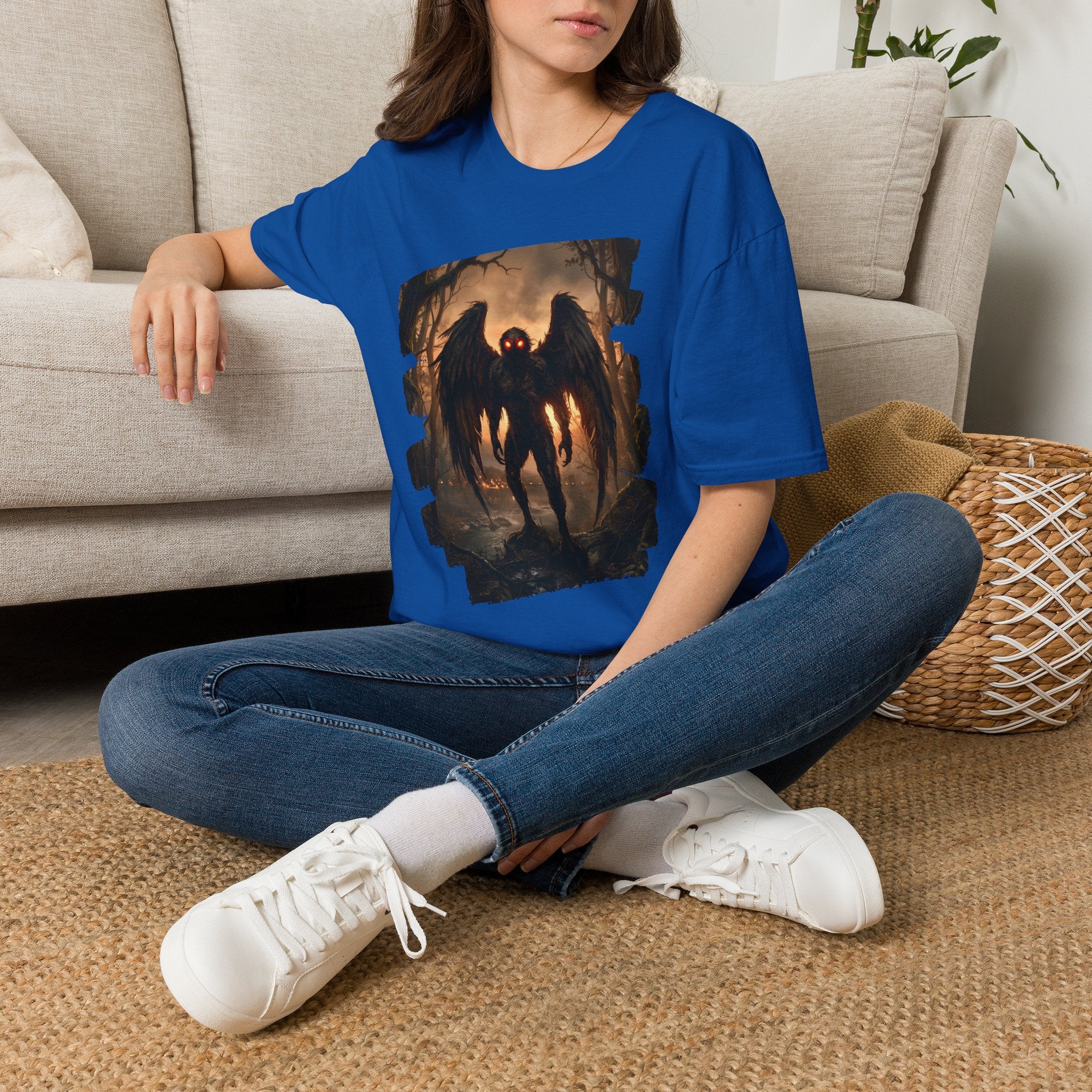 Mothman Cryptid Illustration T-Shirt | Dark Horror Graphic