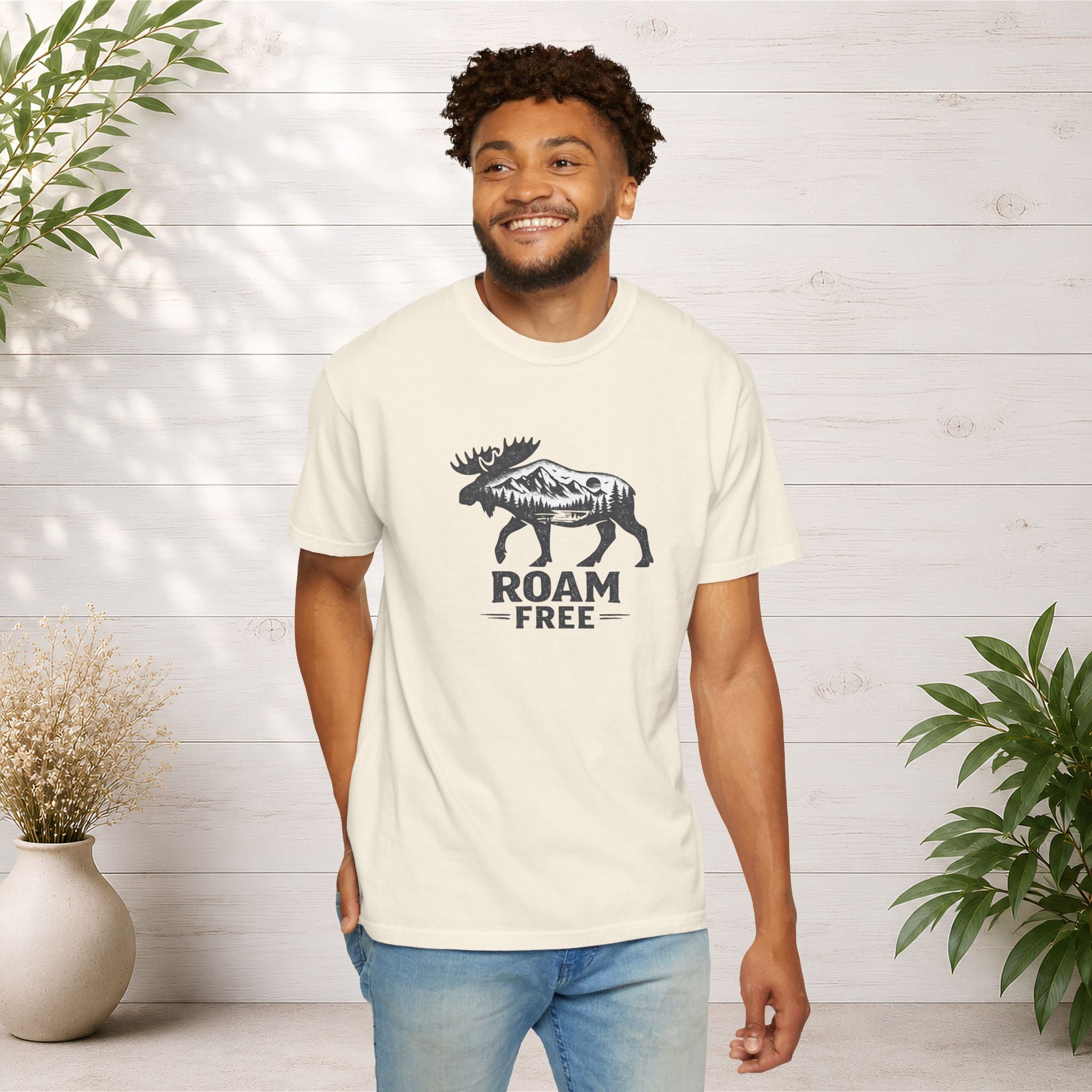 Roam Free Moose T-Shirt — Outdoorsy Nature Graphic Tee
