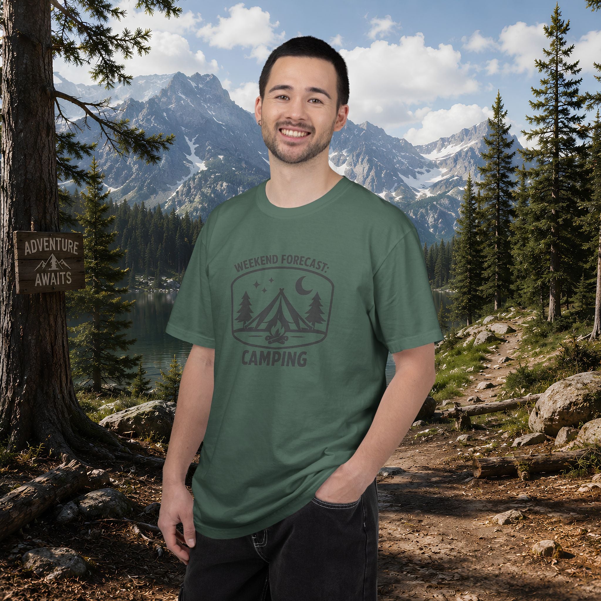 Camping T-Shirt — "Weekend Forecast: Camping" Outdoor Adventure Tee