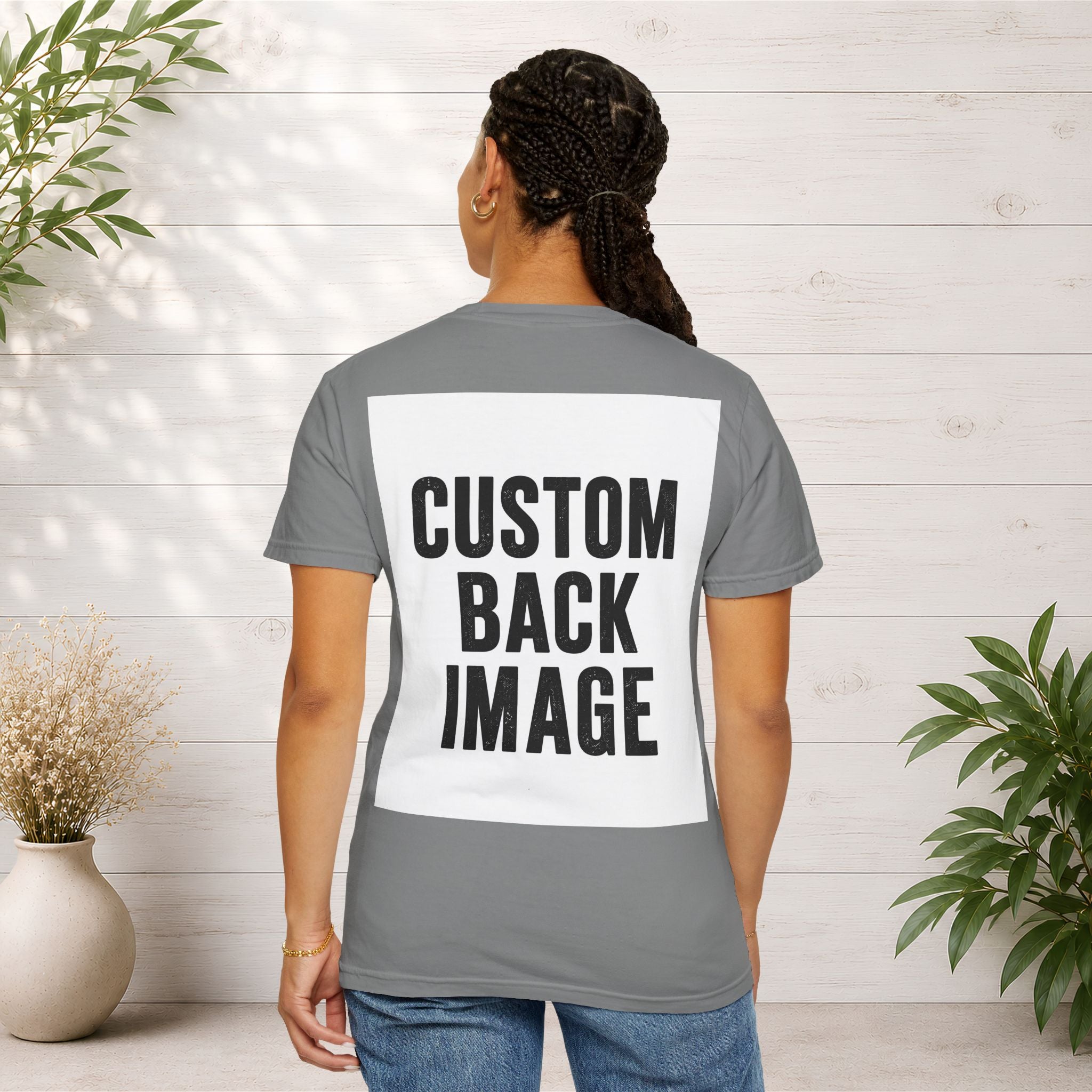 Custom Image Back T-Shirt - Add Your Own Image