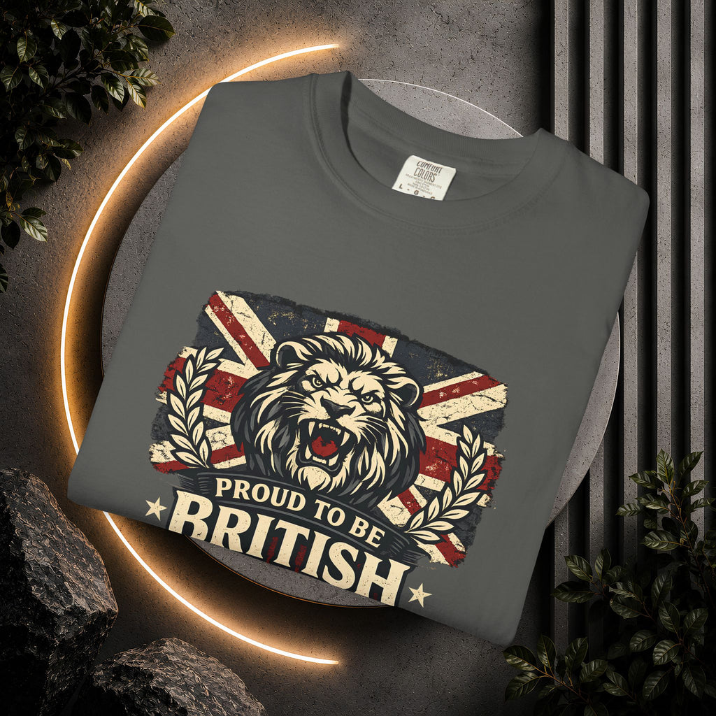 British Lion T-Shirt — "Proud to Be British" Union Jack Graphic Tee