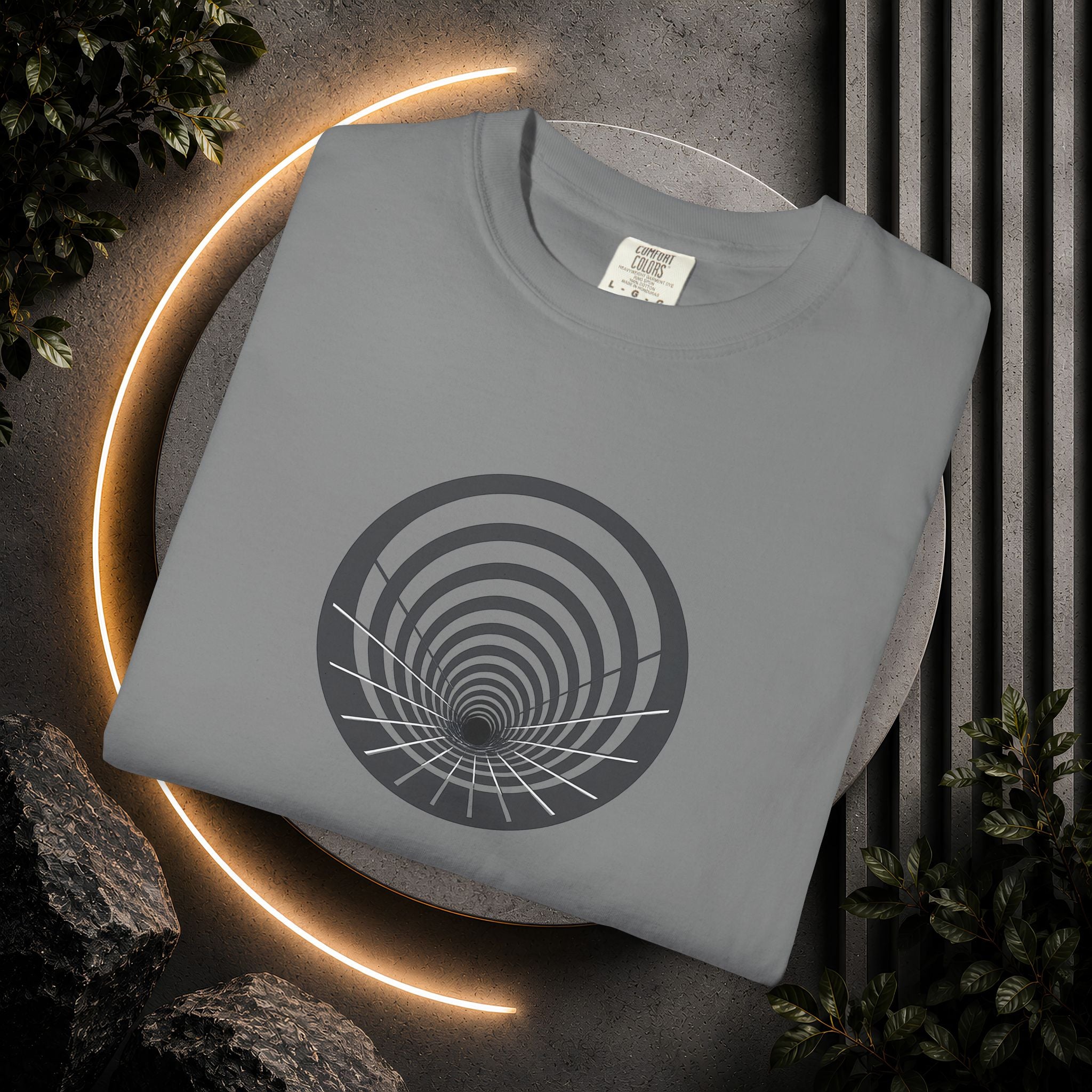 Optical Vortex Graphic T-Shirt — Spiral Tunnel Illusion Tee