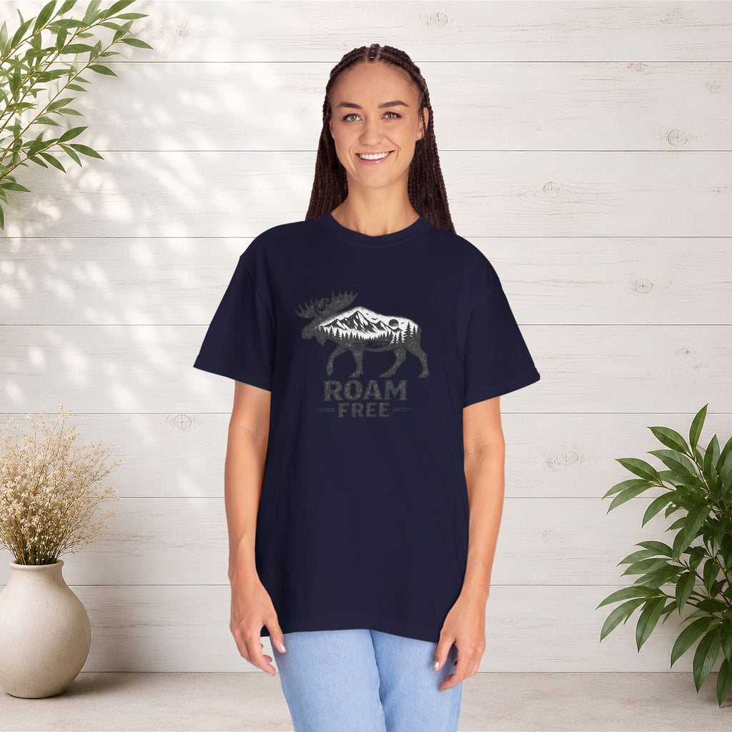 Roam Free Moose T-Shirt — Outdoorsy Nature Graphic Tee