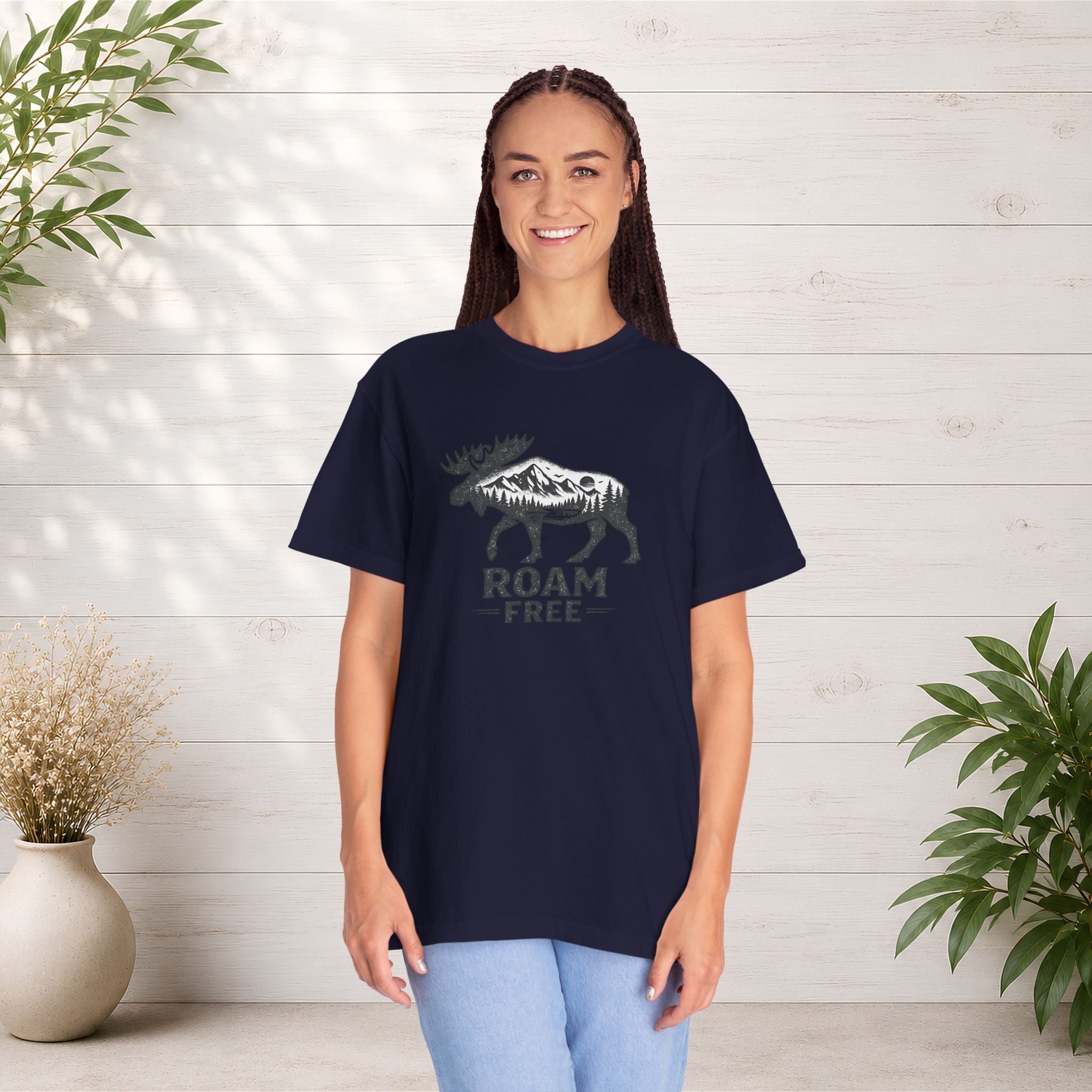 Roam Free Moose T-Shirt — Outdoorsy Nature Graphic Tee