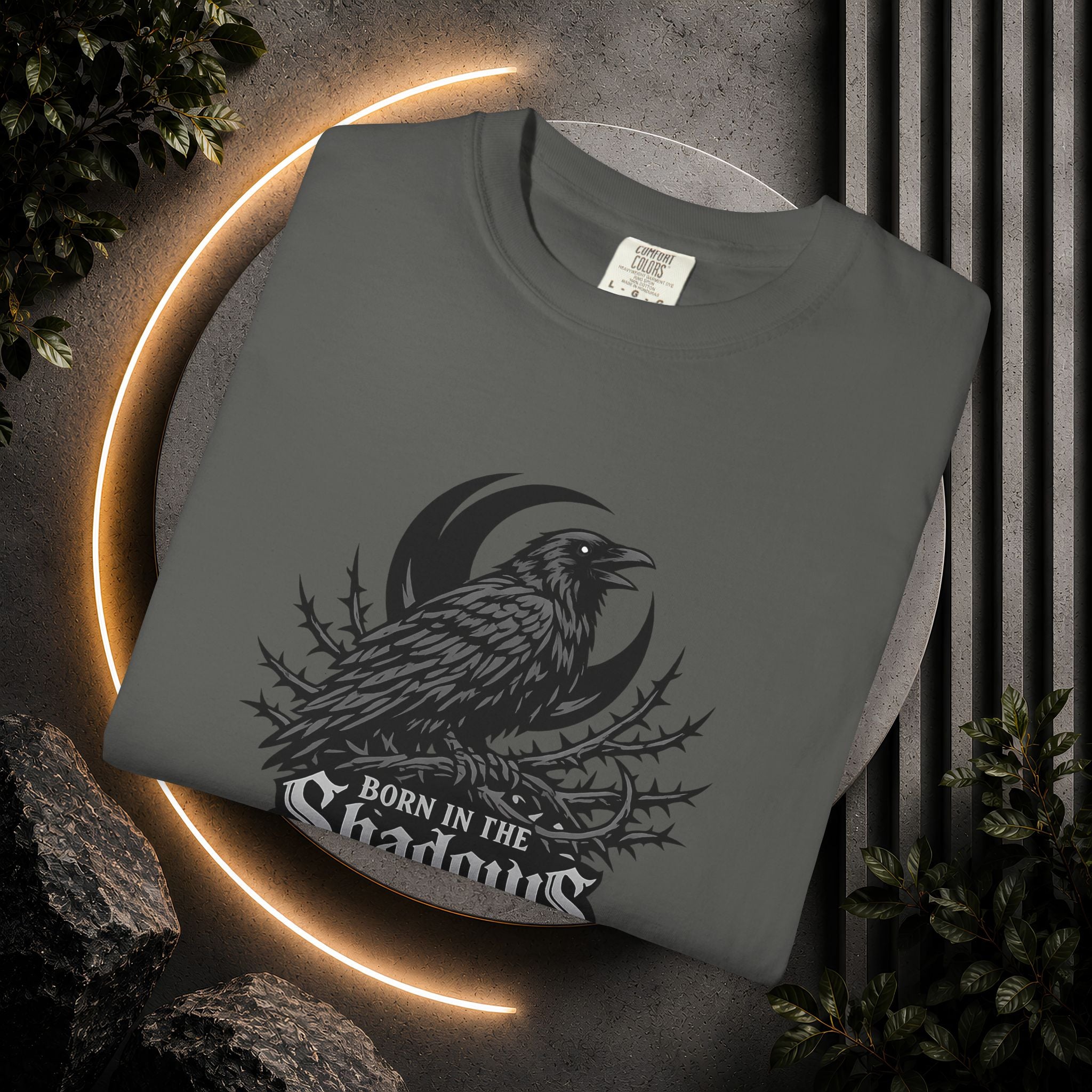 Raven in the Shadows T-Shirt — Gothic Raven Graphic Tee