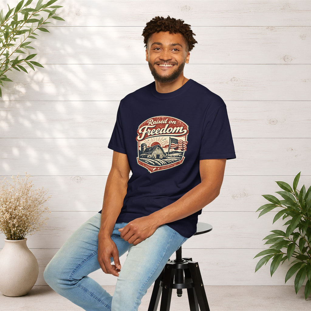 Raised on Freedom T-Shirt — Vintage American Flag Graphic Tee