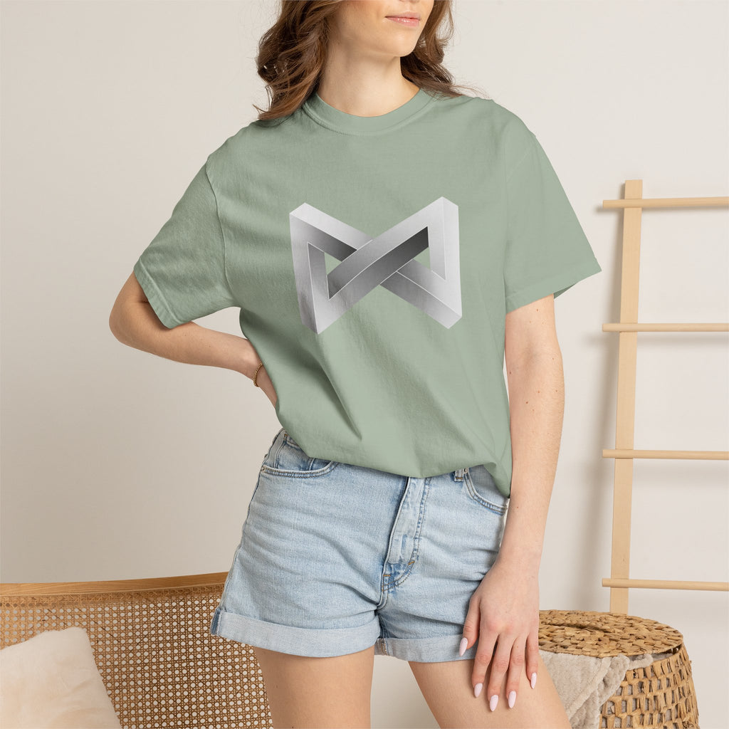 Optical Illusion Logo T-Shirt — Minimal Monochrome Infinity Design