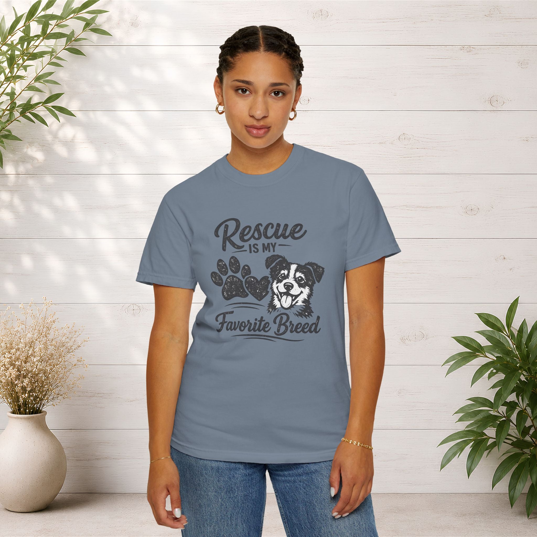 Rescue Is My Favorite Breed T-Shirt — Dog Rescue Paw Print Tee