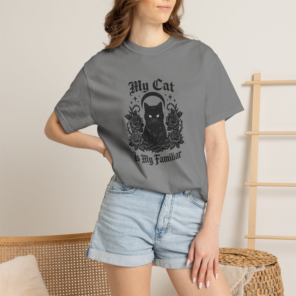 My Cat Is My Familiar T-Shirt — Gothic Cat Witch Tee