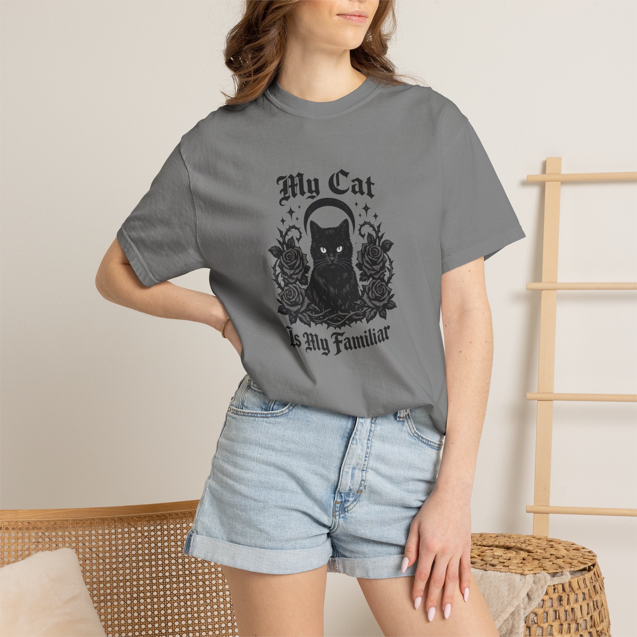 My Cat Is My Familiar T-Shirt — Gothic Cat Witch Tee