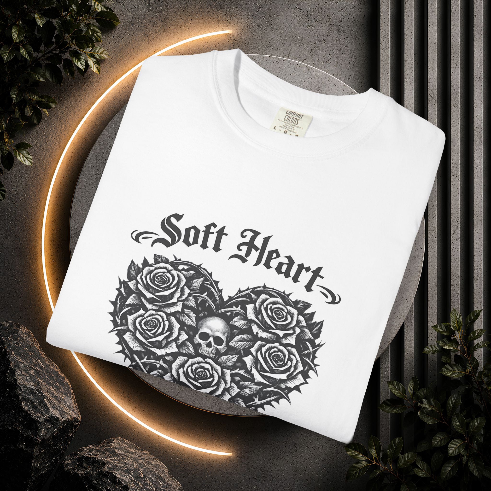 Soft Heart Dark Soul T-Shirt — Gothic Rose Skull Graphic Tee