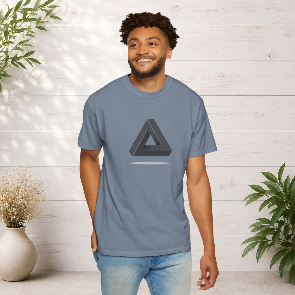 Optical Illusion Triangle T-Shirt — Geometric Penrose Design