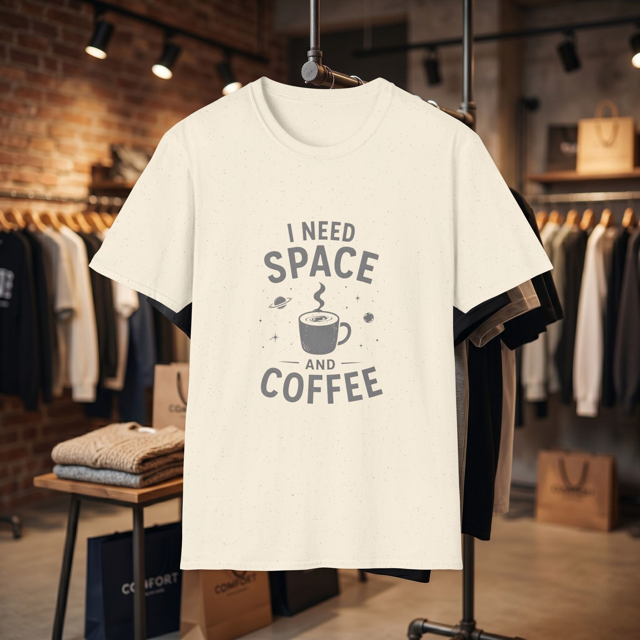 I Need Space and Coffee T-Shirt | Space Coffee Graphic Tee