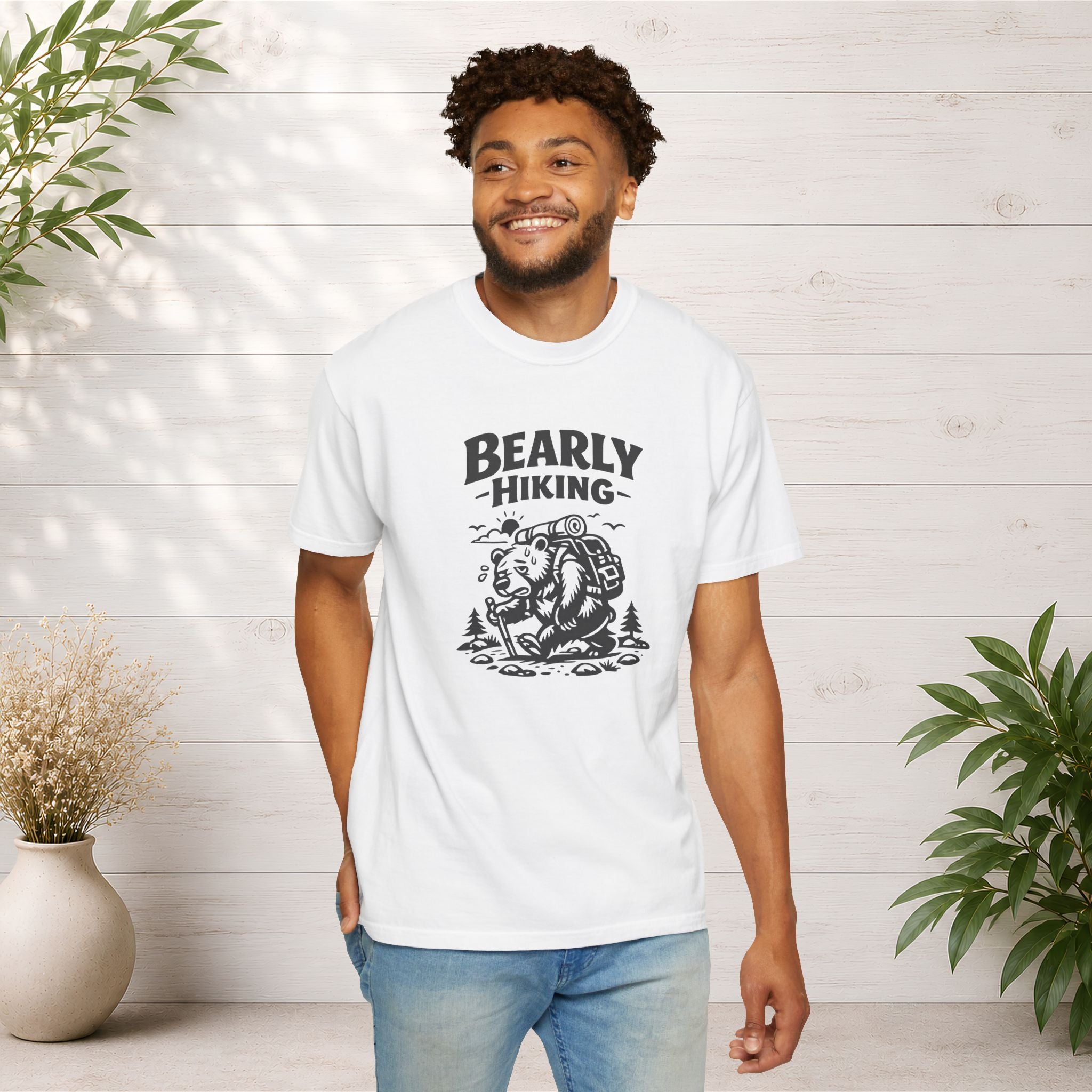 Bearly Hiking T-Shirt — Funny Bear Backpacking Graphic Tee for Hikers & Outdoor Lovers