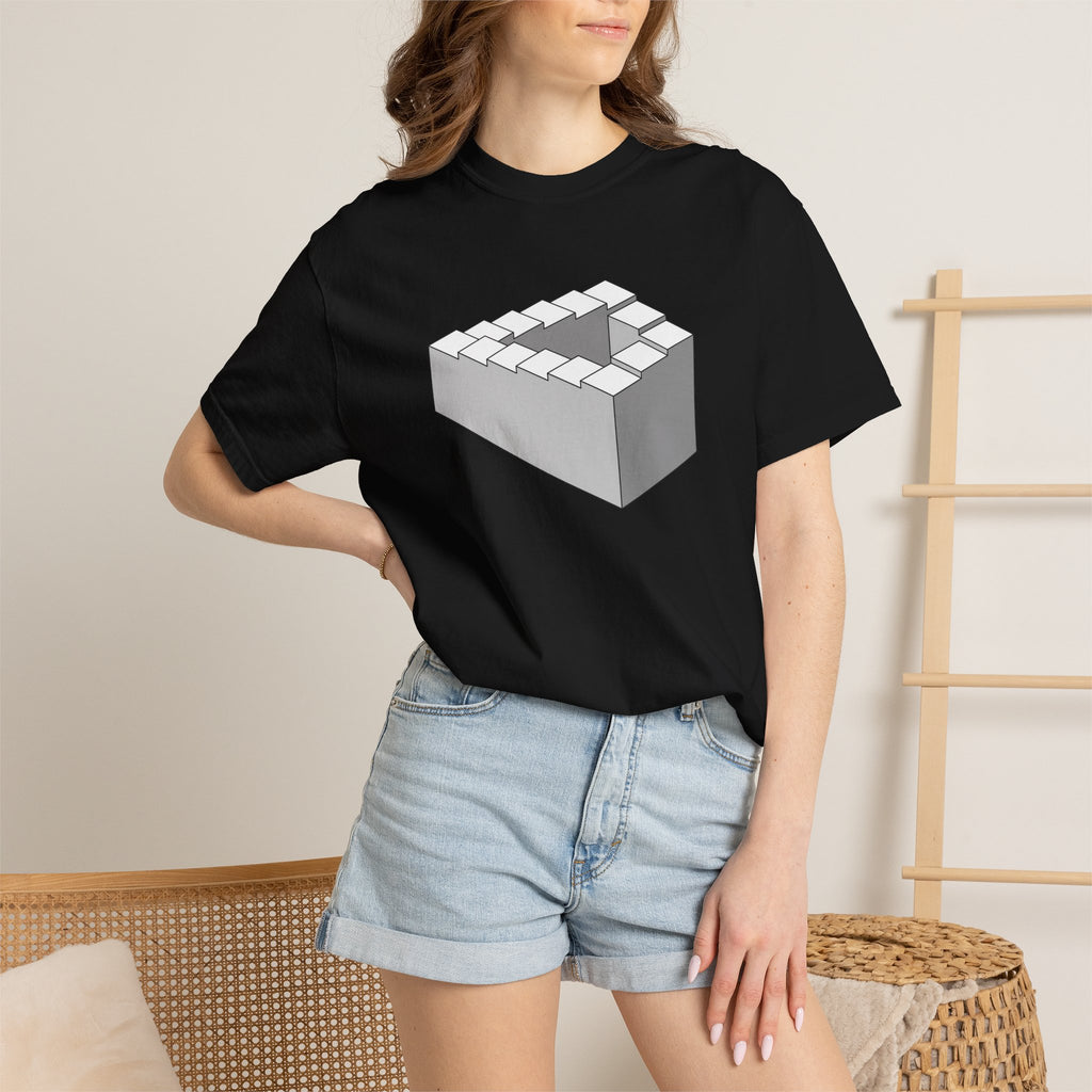 Optical Illusion Staircase Tee — Impossible Step Graphic T-Shirt