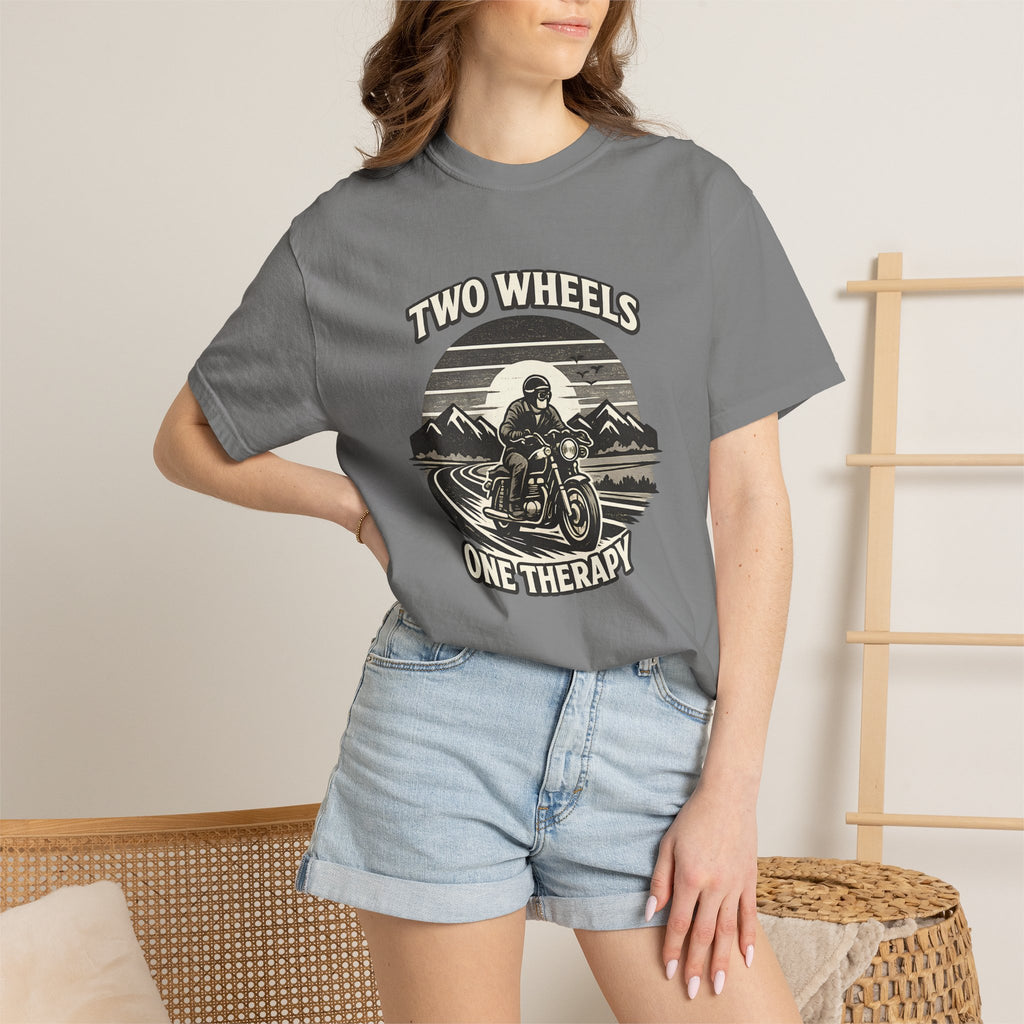 Motorcycle T-Shirt – "Two Wheels One Therapy" Rider Tee